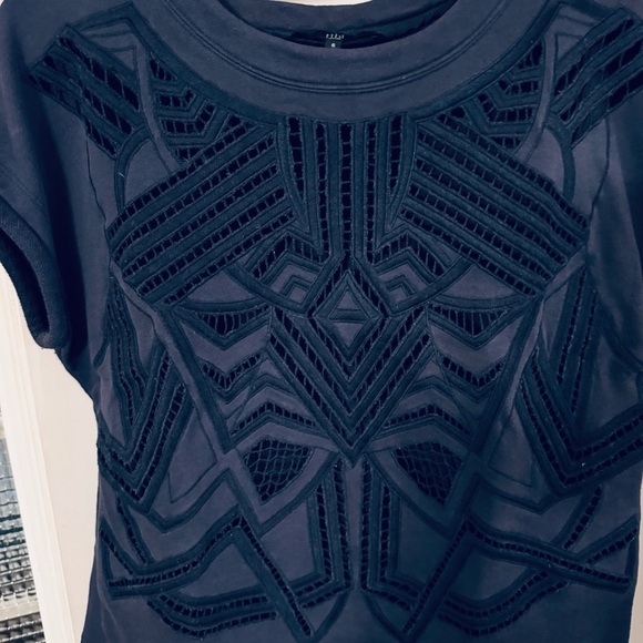 Tibi New York Women’s Embroidered Cut-out Top Cottton Navy Blue Sz Small - Picture 10 of 10